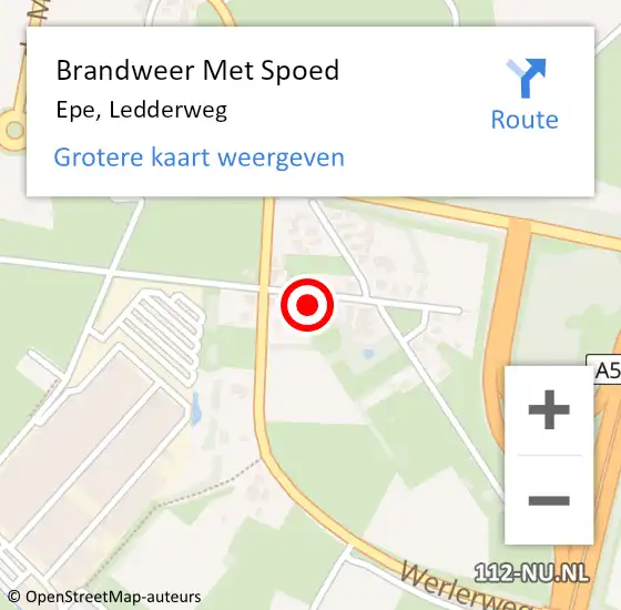 Locatie op kaart van de 112 melding: Brandweer Met Spoed Naar Epe, Ledderweg op 29 augustus 2024 20:27