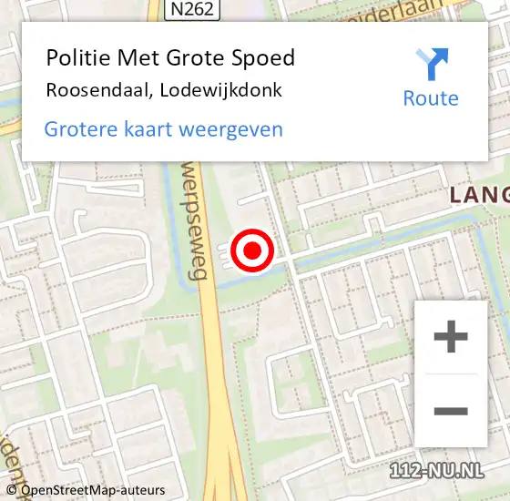 Locatie op kaart van de 112 melding: Politie Met Grote Spoed Naar Roosendaal, Lodewijkdonk op 29 augustus 2024 20:28