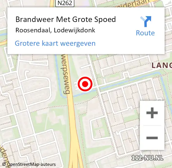 Locatie op kaart van de 112 melding: Brandweer Met Grote Spoed Naar Roosendaal, Lodewijkdonk op 29 augustus 2024 20:31