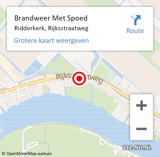 Locatie op kaart van de 112 melding: Brandweer Met Spoed Naar Ridderkerk, Rijksstraatweg op 29 augustus 2024 20:39