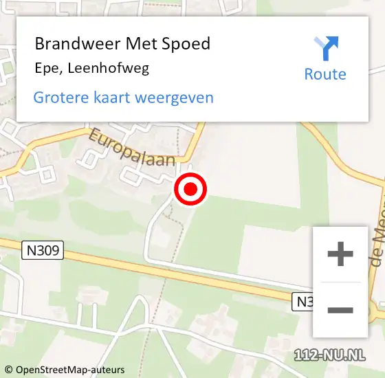 Locatie op kaart van de 112 melding: Brandweer Met Spoed Naar Epe, Leenhofweg op 29 augustus 2024 20:39