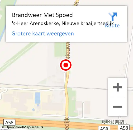 Locatie op kaart van de 112 melding: Brandweer Met Spoed Naar 's-Heer Arendskerke, Nieuwe Kraaijertsedijk op 29 augustus 2024 20:43