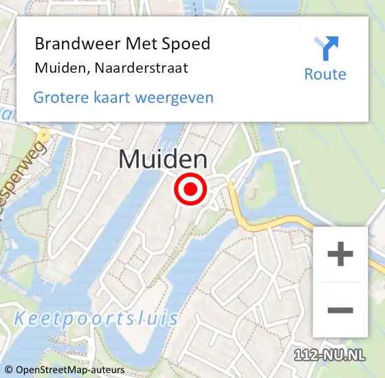 Locatie op kaart van de 112 melding: Brandweer Met Spoed Naar Muiden, Naarderstraat op 29 augustus 2024 21:16