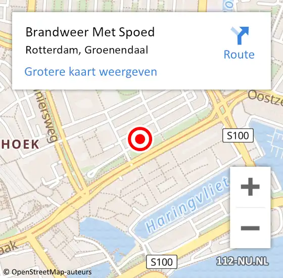 Locatie op kaart van de 112 melding: Brandweer Met Spoed Naar Rotterdam, Groenendaal op 29 augustus 2024 21:24