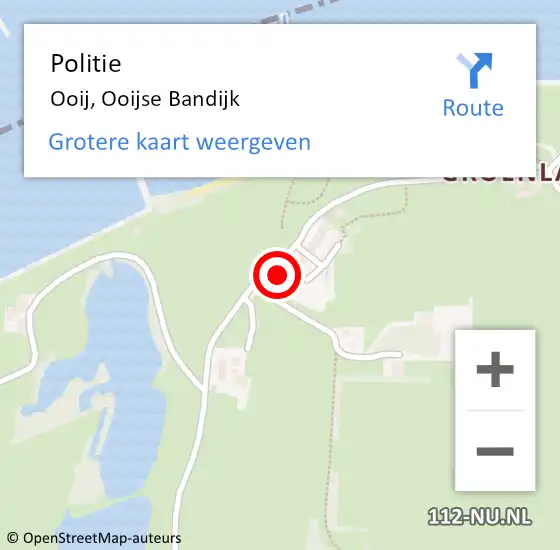 Locatie op kaart van de 112 melding: Politie Ooij, Ooijse Bandijk op 29 augustus 2024 21:27