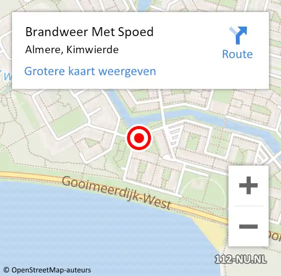 Locatie op kaart van de 112 melding: Brandweer Met Spoed Naar Almere, Kimwierde op 29 augustus 2024 21:34