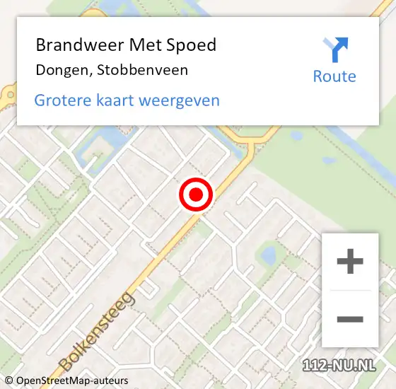 Locatie op kaart van de 112 melding: Brandweer Met Spoed Naar Dongen, Stobbenveen op 29 augustus 2024 21:50