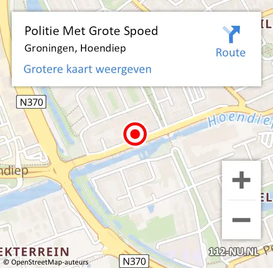 Locatie op kaart van de 112 melding: Politie Met Grote Spoed Naar Groningen, Hoendiep op 29 augustus 2024 21:54