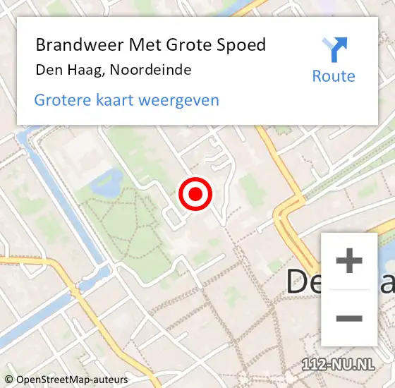 Locatie op kaart van de 112 melding: Brandweer Met Grote Spoed Naar Den Haag, Noordeinde op 29 augustus 2024 21:55