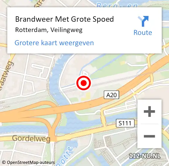 Locatie op kaart van de 112 melding: Brandweer Met Grote Spoed Naar Rotterdam, Veilingweg op 29 augustus 2024 22:28