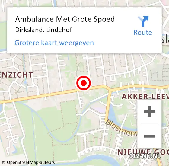 Locatie op kaart van de 112 melding: Ambulance Met Grote Spoed Naar Dirksland, Lindehof op 29 augustus 2024 22:29