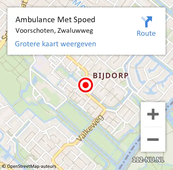 Locatie op kaart van de 112 melding: Ambulance Met Spoed Naar Voorschoten, Zwaluwweg op 29 augustus 2024 22:45