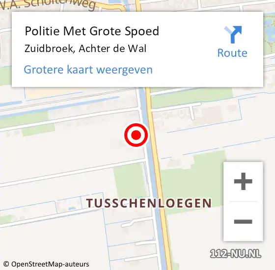 Locatie op kaart van de 112 melding: Politie Met Grote Spoed Naar Zuidbroek, Achter de Wal op 29 augustus 2024 23:36