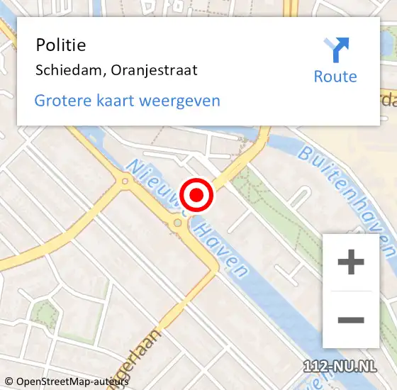 Locatie op kaart van de 112 melding: Politie Schiedam, Oranjestraat op 29 augustus 2024 23:41