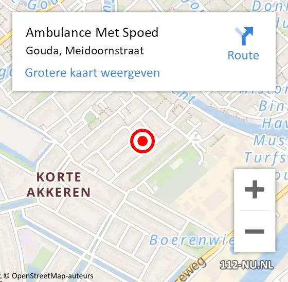 Locatie op kaart van de 112 melding: Ambulance Met Spoed Naar Gouda, Meidoornstraat op 30 augustus 2024 00:19