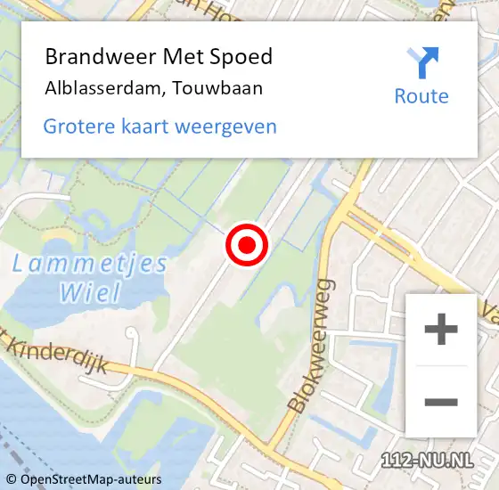 Locatie op kaart van de 112 melding: Brandweer Met Spoed Naar Alblasserdam, Touwbaan op 30 augustus 2024 00:29