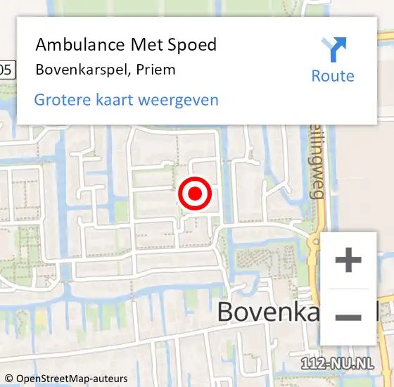 Locatie op kaart van de 112 melding: Ambulance Met Spoed Naar Bovenkarspel, Priem op 30 augustus 2024 01:02