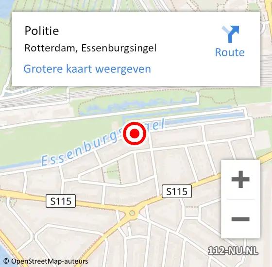 Locatie op kaart van de 112 melding: Politie Rotterdam, Essenburgsingel op 30 augustus 2024 02:21