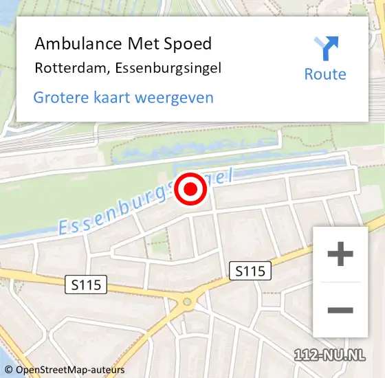 Locatie op kaart van de 112 melding: Ambulance Met Spoed Naar Rotterdam, Essenburgsingel op 30 augustus 2024 02:21