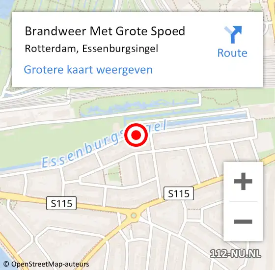 Locatie op kaart van de 112 melding: Brandweer Met Grote Spoed Naar Rotterdam, Essenburgsingel op 30 augustus 2024 02:26