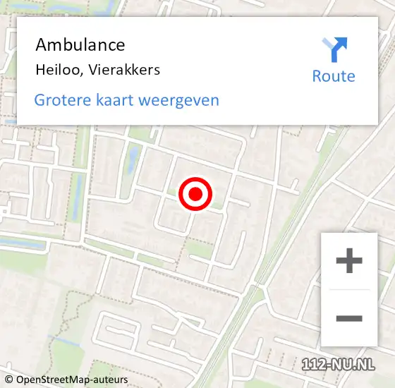 Locatie op kaart van de 112 melding: Ambulance Heiloo, Vierakkers op 30 augustus 2024 02:30