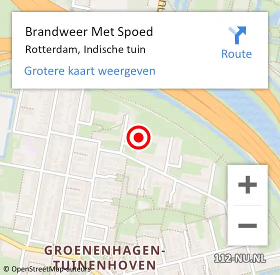 Locatie op kaart van de 112 melding: Brandweer Met Spoed Naar Rotterdam, Indische tuin op 30 augustus 2024 02:41