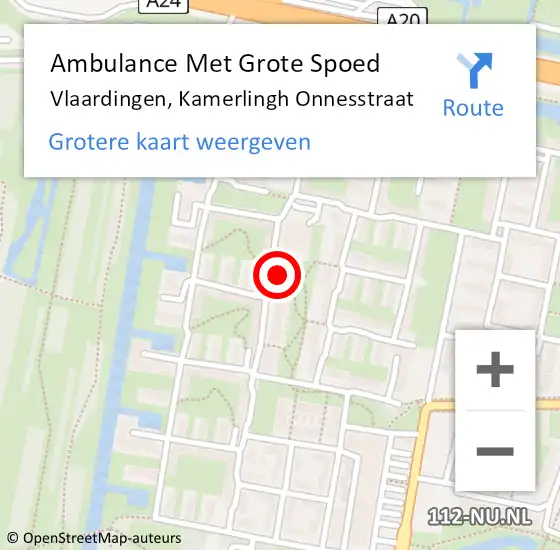 Locatie op kaart van de 112 melding: Ambulance Met Grote Spoed Naar Vlaardingen, Kamerlingh Onnesstraat op 30 augustus 2024 03:48