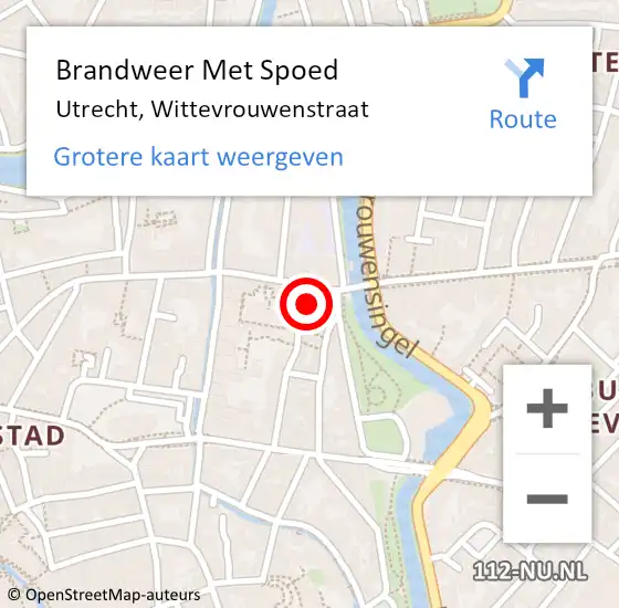 Locatie op kaart van de 112 melding: Brandweer Met Spoed Naar Utrecht, Wittevrouwenstraat op 30 augustus 2024 04:11