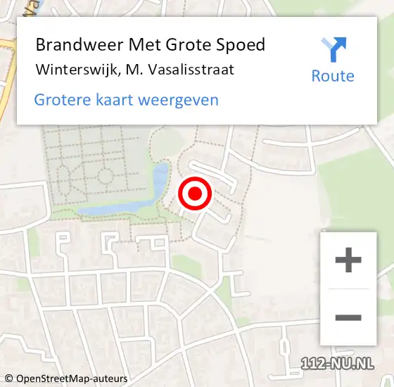 Locatie op kaart van de 112 melding: Brandweer Met Grote Spoed Naar Winterswijk, M. Vasalisstraat op 30 augustus 2024 04:31