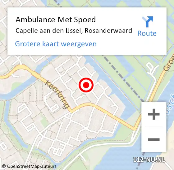 Locatie op kaart van de 112 melding: Ambulance Met Spoed Naar Capelle aan den IJssel, Rosanderwaard op 30 augustus 2024 05:27