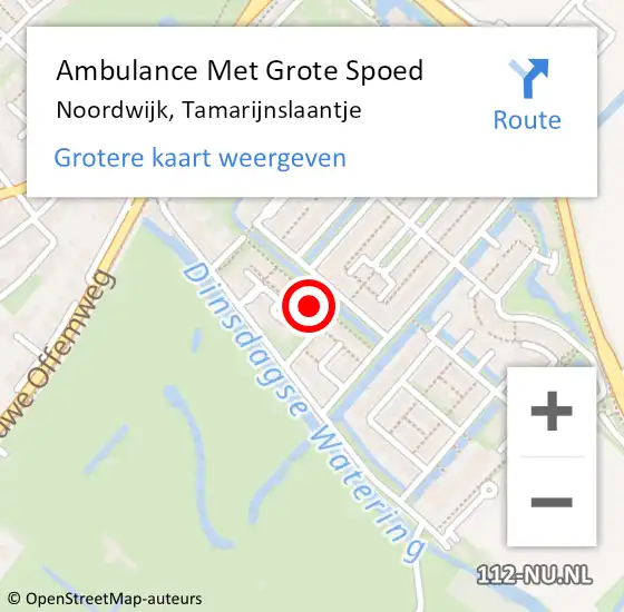 Locatie op kaart van de 112 melding: Ambulance Met Grote Spoed Naar Noordwijk, Tamarijnslaantje op 30 augustus 2024 06:08