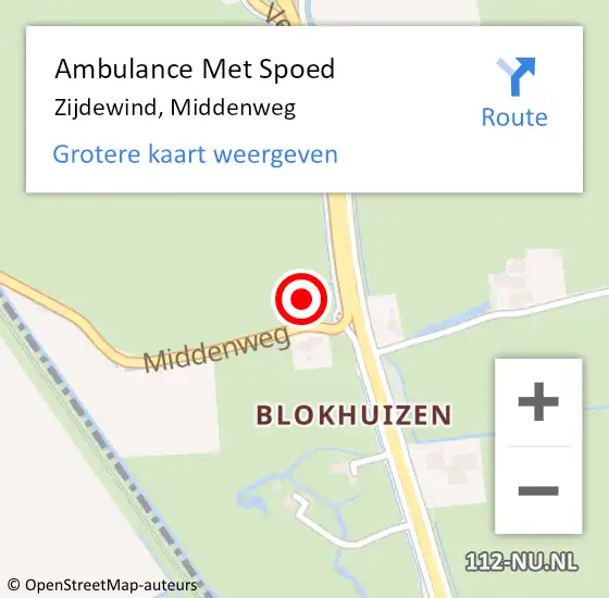 Locatie op kaart van de 112 melding: Ambulance Met Spoed Naar Zijdewind, Middenweg op 30 augustus 2024 07:18