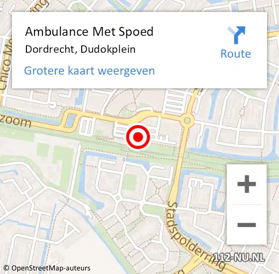 Locatie op kaart van de 112 melding: Ambulance Met Spoed Naar Dordrecht, Dudokplein op 30 augustus 2024 08:27