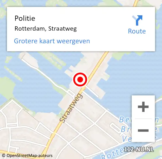 Locatie op kaart van de 112 melding: Politie Rotterdam, Straatweg op 30 augustus 2024 08:34