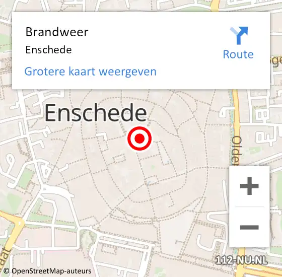 Locatie op kaart van de 112 melding: Brandweer Enschede op 30 augustus 2024 08:56