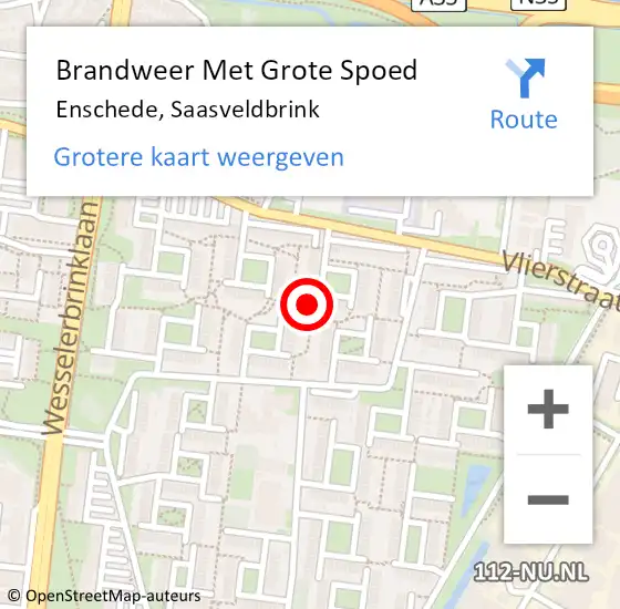 Locatie op kaart van de 112 melding: Brandweer Met Grote Spoed Naar Enschede, Saasveldbrink op 30 augustus 2024 09:07