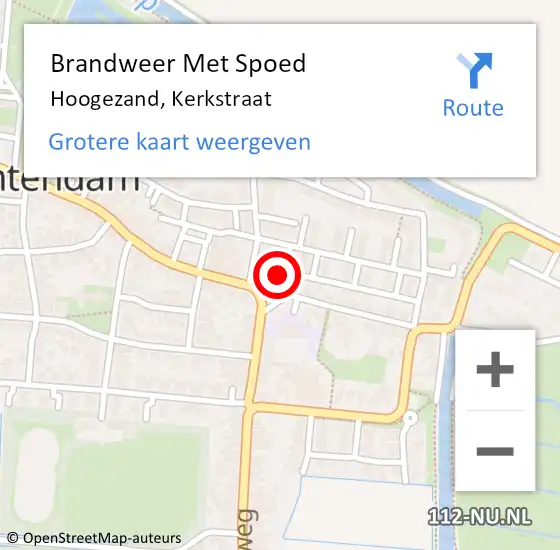 Locatie op kaart van de 112 melding: Brandweer Met Spoed Naar Hoogezand, Kerkstraat op 30 augustus 2024 09:08