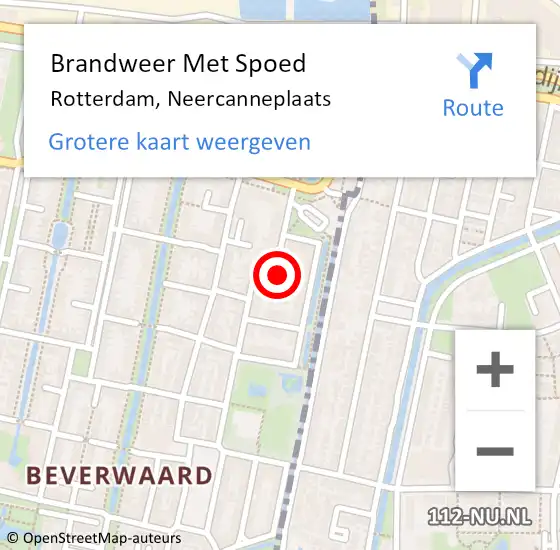 Locatie op kaart van de 112 melding: Brandweer Met Spoed Naar Rotterdam, Neercanneplaats op 30 augustus 2024 09:25