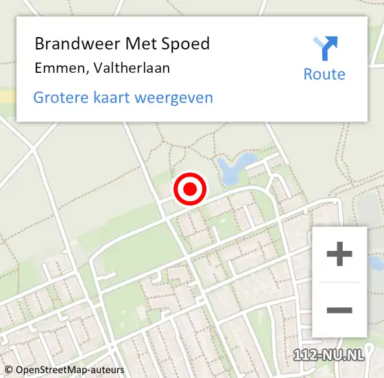 Locatie op kaart van de 112 melding: Brandweer Met Spoed Naar Emmen, Valtherlaan op 30 augustus 2024 09:37