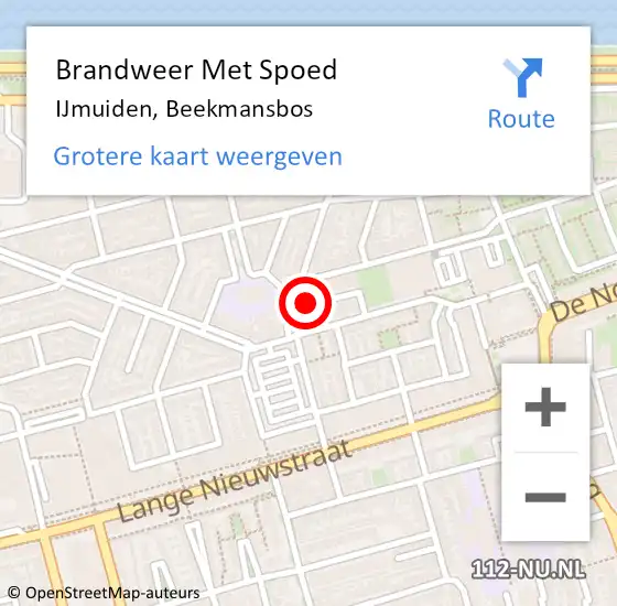 Locatie op kaart van de 112 melding: Brandweer Met Spoed Naar IJmuiden, Beekmansbos op 30 augustus 2024 09:52