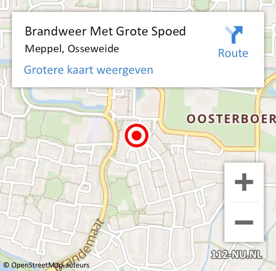 Locatie op kaart van de 112 melding: Brandweer Met Grote Spoed Naar Meppel, Osseweide op 30 augustus 2024 09:55