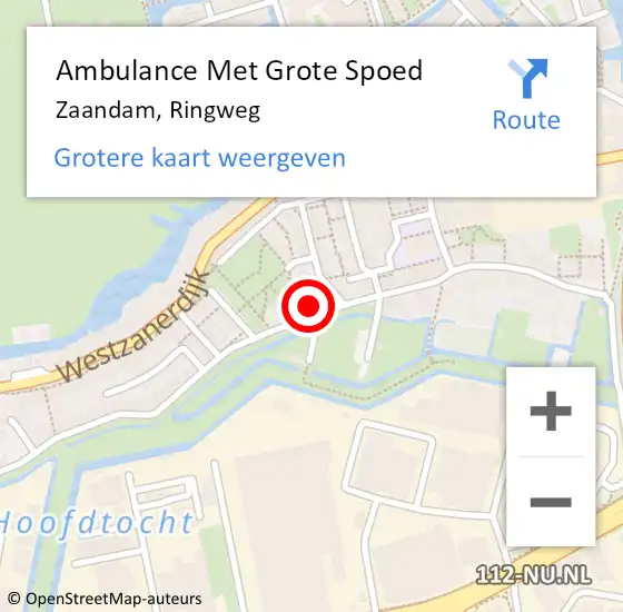 Locatie op kaart van de 112 melding: Ambulance Met Grote Spoed Naar Zaandam, Ringweg op 30 augustus 2024 10:22