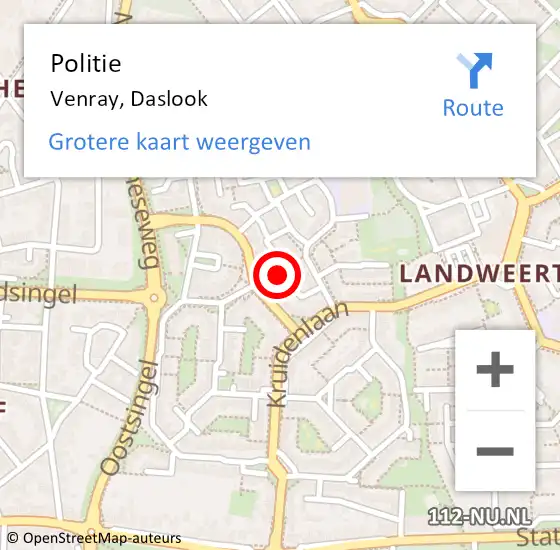 Locatie op kaart van de 112 melding: Politie Venray, Daslook op 30 augustus 2024 10:27