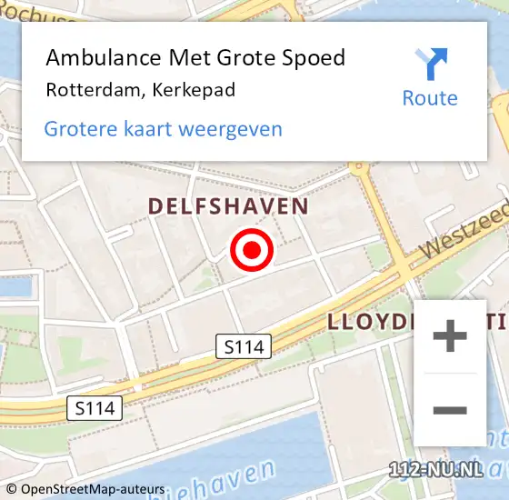 Locatie op kaart van de 112 melding: Ambulance Met Grote Spoed Naar Rotterdam, Kerkepad op 30 augustus 2024 10:30