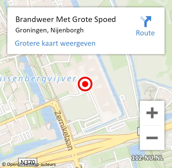 Locatie op kaart van de 112 melding: Brandweer Met Grote Spoed Naar Groningen, Nijenborgh op 30 augustus 2024 10:36