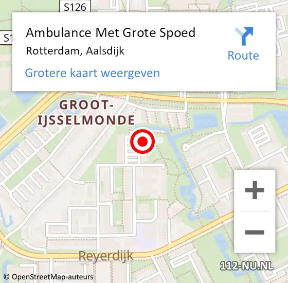 Locatie op kaart van de 112 melding: Ambulance Met Grote Spoed Naar Rotterdam, Aalsdijk op 30 augustus 2024 10:41