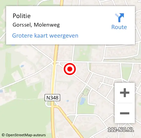 Locatie op kaart van de 112 melding: Politie Gorssel, Molenweg op 30 augustus 2024 10:50