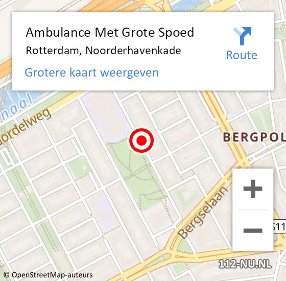 Locatie op kaart van de 112 melding: Ambulance Met Grote Spoed Naar Rotterdam, Noorderhavenkade op 30 augustus 2024 10:54