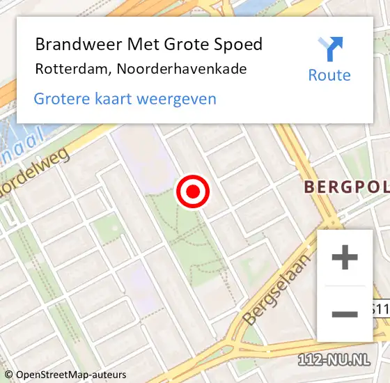 Locatie op kaart van de 112 melding: Brandweer Met Grote Spoed Naar Rotterdam, Noorderhavenkade op 30 augustus 2024 10:58