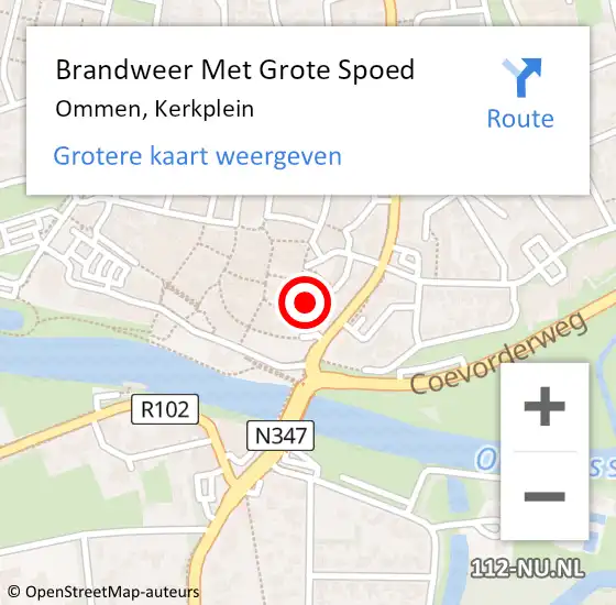 Locatie op kaart van de 112 melding: Brandweer Met Grote Spoed Naar Ommen, Kerkplein op 30 augustus 2024 11:03